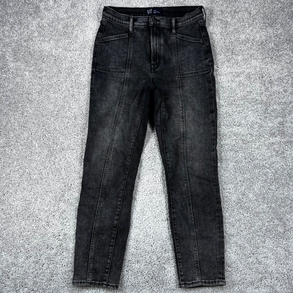 Gap Soft Vintage Slim High Rise Black Wash Jeans Front Seam 4/27R 27x28